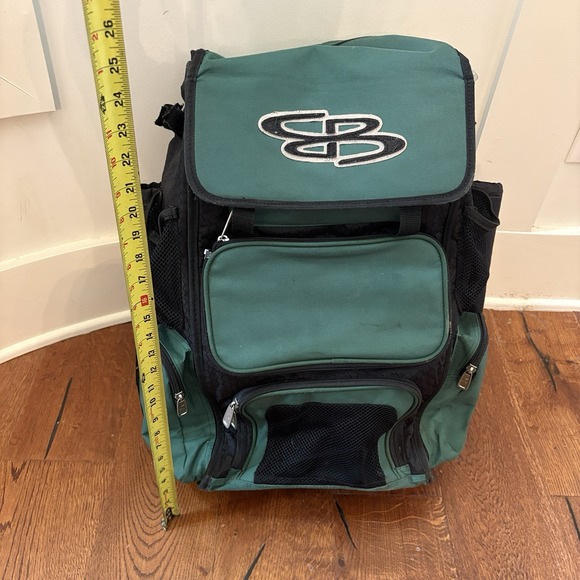 Boombah Superpack Baseball/Softball Bag Bat Pack Backpack Green & Black - Picture 7 of 15
